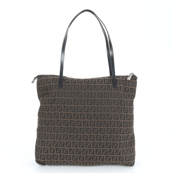 Fendi Zucchino FF Leather Shoulder Bag/Handbag 8BH024 Brown Women's - Picture 1 of 10